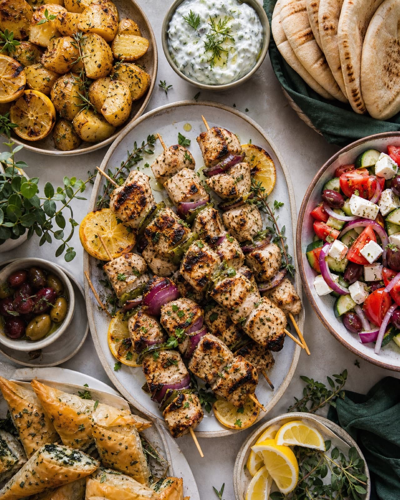 Greek catering for Toronto workplaces menu spread