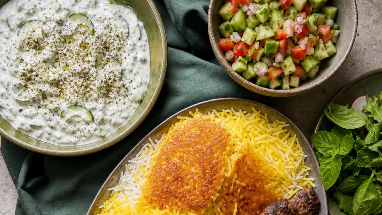 Kebab Bazari Persian kebab and rice platter